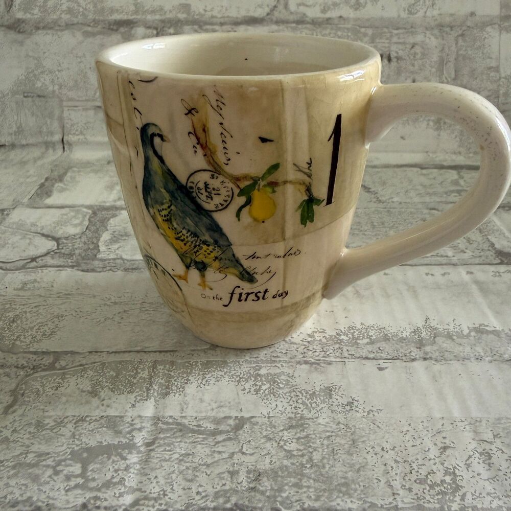 Williams Sonoma 12 Days Christmas Mug Days 1 2 3 Partridge Dove Hen Vintage